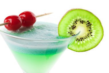 Alcohol cocktail with kiwi and cherry clipart