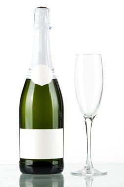 Bottle of champagne with blank label and clipart