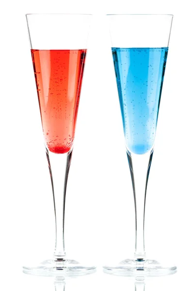 赤と青シャンパン アルコール カクテル — ストック写真