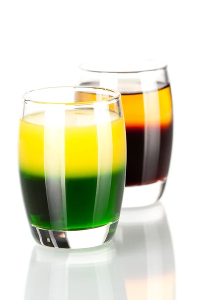 Shot cocktail collection: Green and Gold — Stock Photo, Image