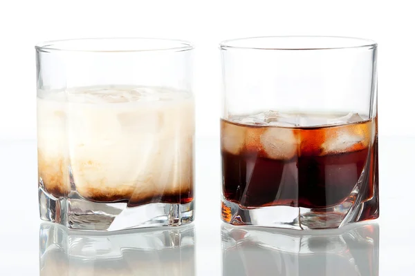 Black russian and white russian cocktail — Stock Photo, Image