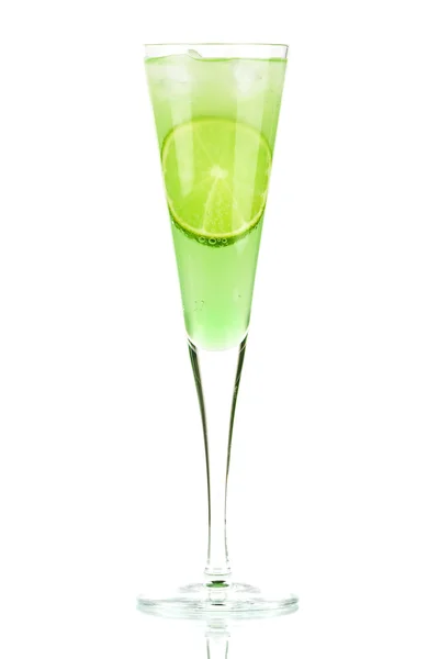 Minze Champagner Alkohol-Cocktail mit Limette — Stockfoto