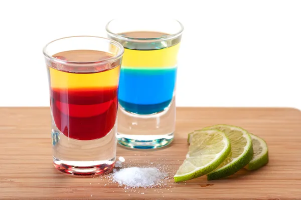 Cocktail collectie: rood, blauw tequila — Stockfoto