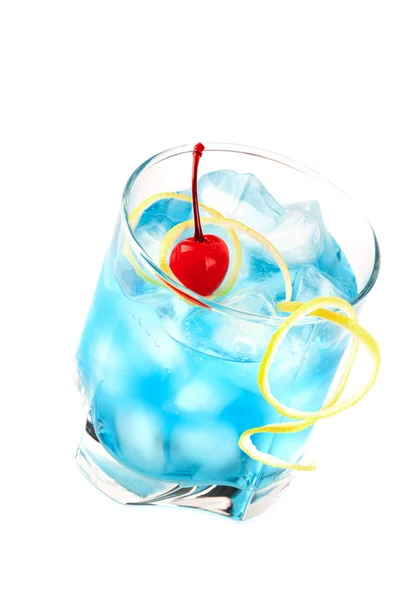 Blue alcohol cocktail with maraschino — Stock Photo, Image