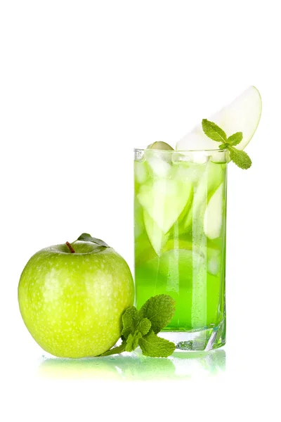 Zelený koktejl s jablky a mátou — Stock fotografie