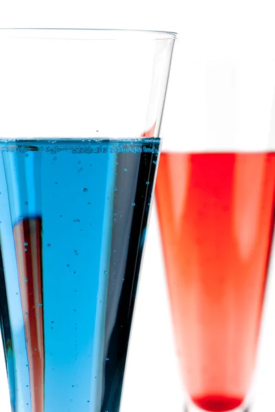 Red and Blue Champagne alcohol cocktail — Stock Photo, Image