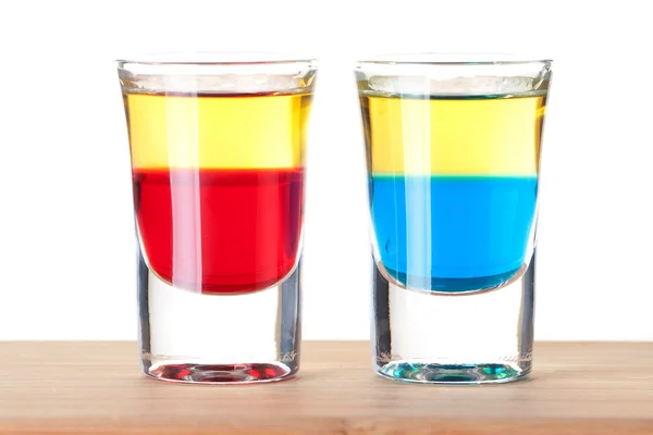 Cocktails: roter und blauer Tequila — Stockfoto
