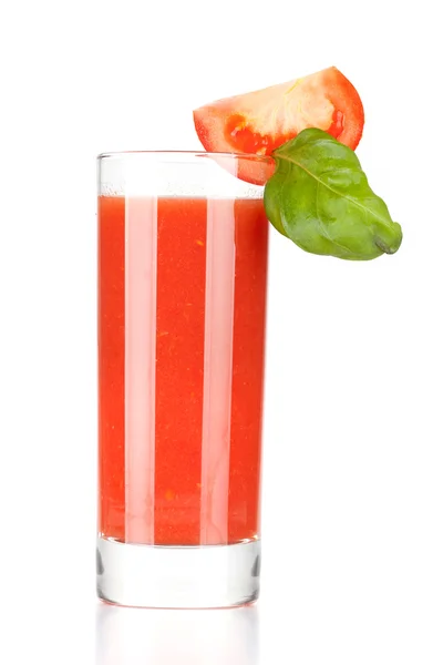 Fresh tomato juice with basil — Stock Photo, Image