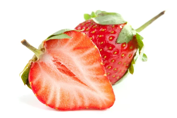 Två färska jordgubbar — Stockfoto