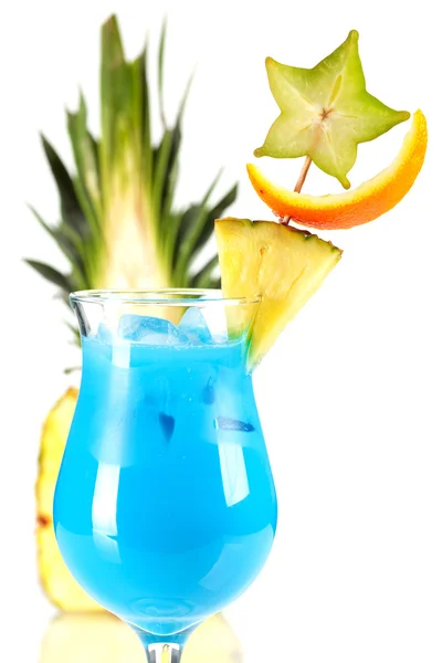 Blue tropical cocktail with pineapple — Stock Photo, Image
