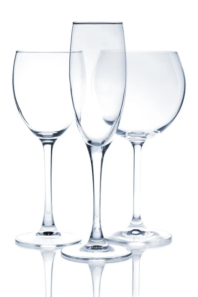 玻璃系列-白色、 红色和香槟 — 图库照片