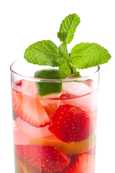 Strawberry mojito with mint — Stock Photo, Image