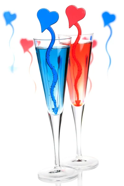 Коктейль из шампанского с декором сердца Стоковое Изображение