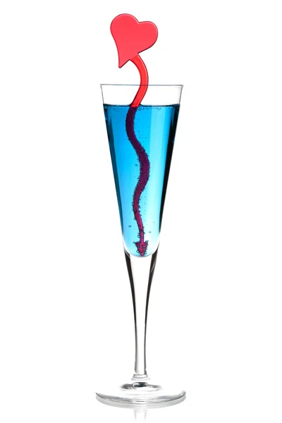 Champagne cocktail with heart decor — Stock Photo, Image