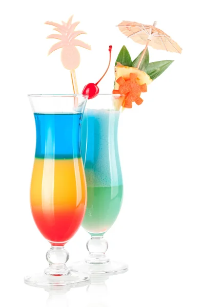Two tropical cocktails with decoration — Stock Photo, Image