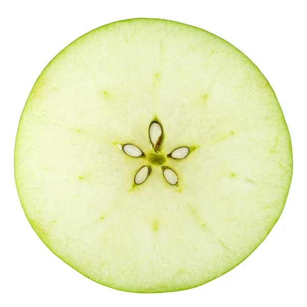 Macro coleta de alimentos - Slic maçã verde — Fotografia de Stock