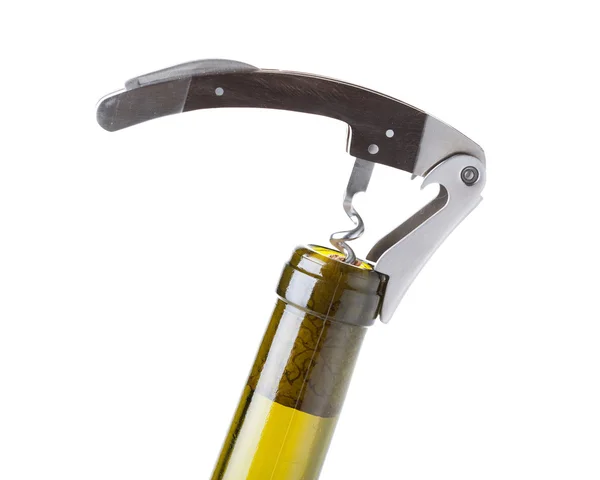 Corkscrew in a wine bottle — Stock Photo, Image