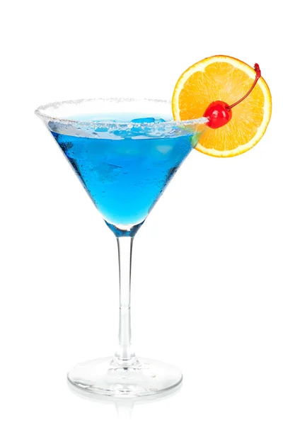 Martini azul com fatia de laranja — Fotografia de Stock