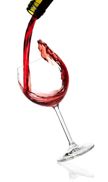 Wijnverzameling - rode wijn wordt gegoten — Stockfoto