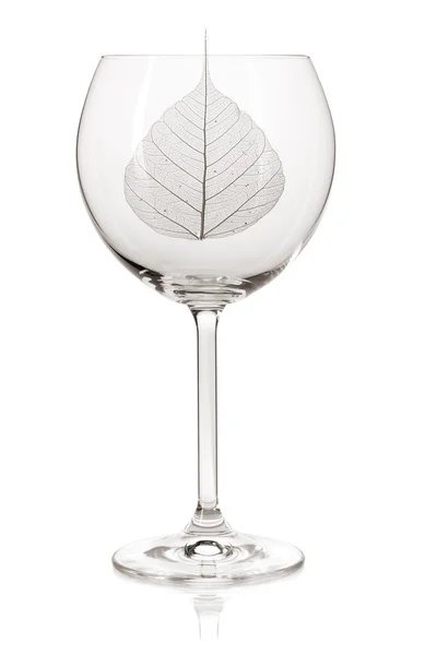 Transparent leaf in a wine glass — Stock Photo, Image