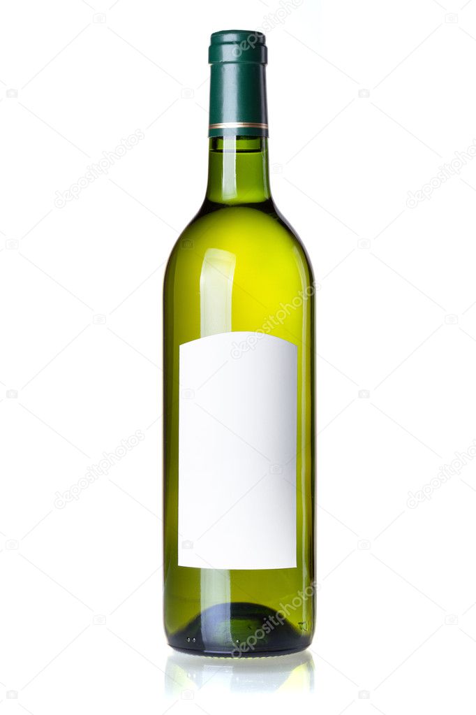 White wine in green bottle