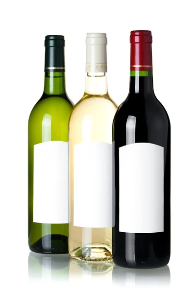 Tre vinflasker - Stock-foto