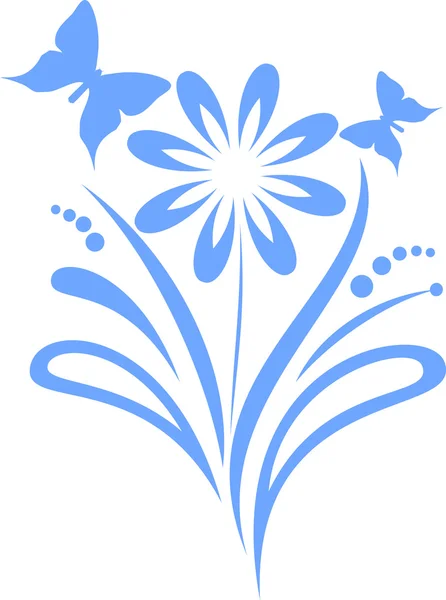 Fleur avec les papillons — Image vectorielle