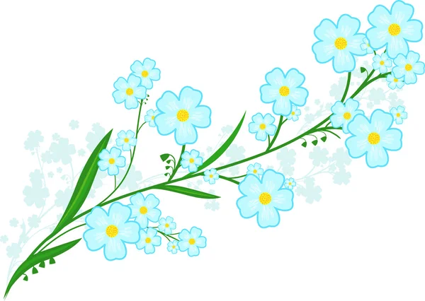 La branche des fleurs bleues — Image vectorielle