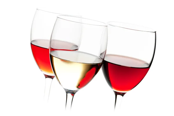 Vino rosato, bianco e rosso — Foto Stock
