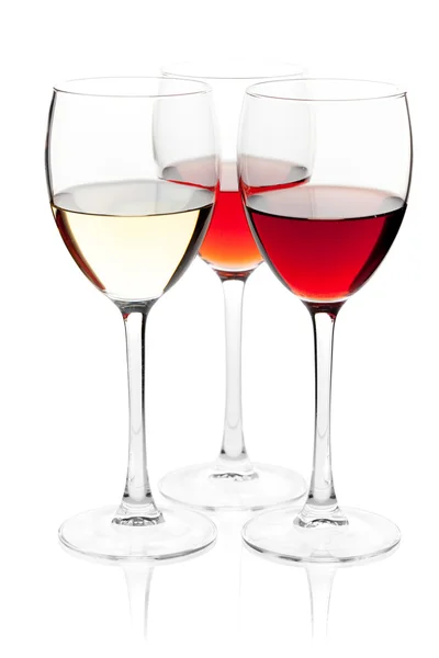 White, rose and red wine — Stock Photo, Image