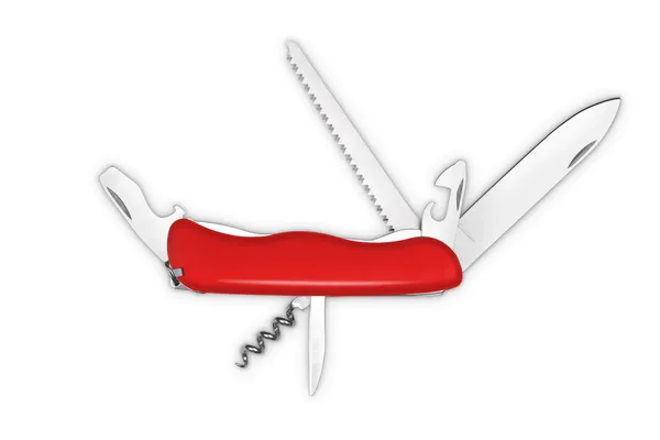 Bütün amaç kırmızı swiss bıçak — Stok fotoğraf