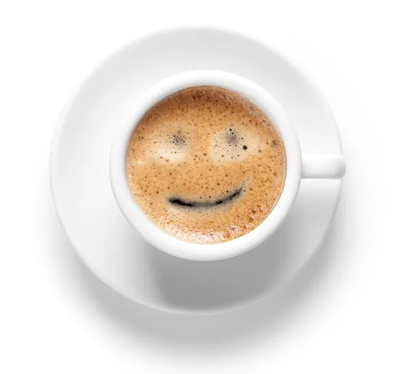 Taza de café expreso con sonrisa — Foto de Stock