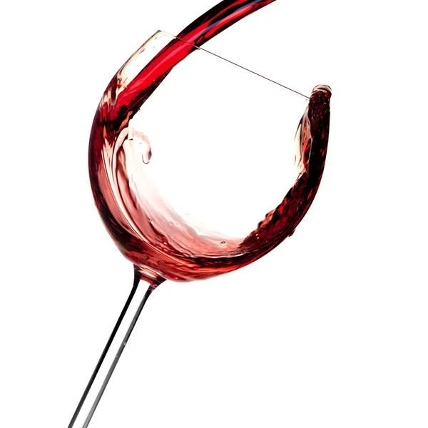Červené víno se nalije do sklenice — Stock fotografie