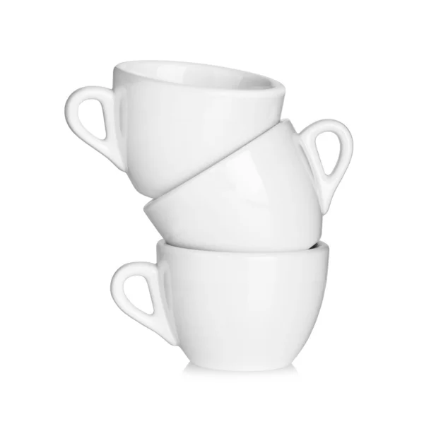 Три чашки белого кофе — стоковое фото
