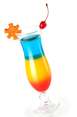 Layered tropical cocktail with maraschin clipart