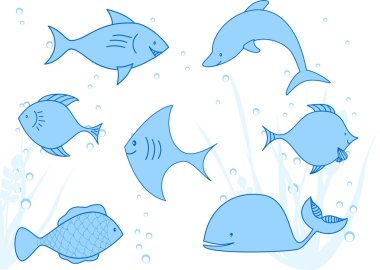 The floating fishes clipart