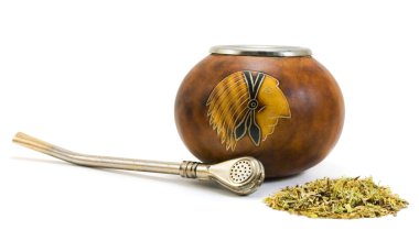 Yerba mate cup and straw clipart