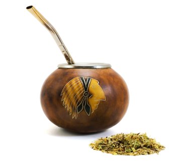 Yerba mate cup and straw clipart