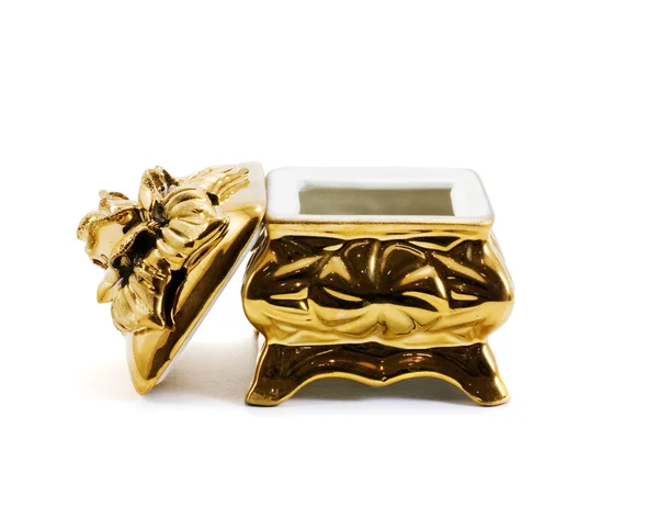 stock image Golden jeweller small box