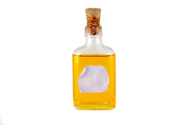 An old corked medicine bottle again whit — Stock Photo, Image