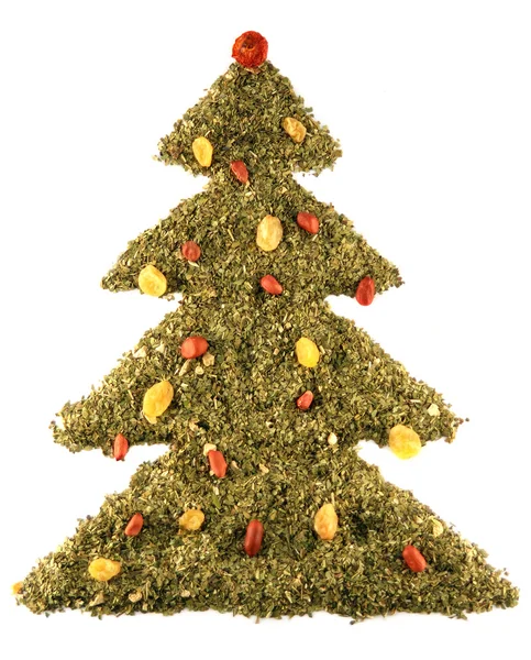 Χριστουγεννιάτικο δέντρο από τσάι που απομονώνονται σε Γουίτ — Φωτογραφία Αρχείου