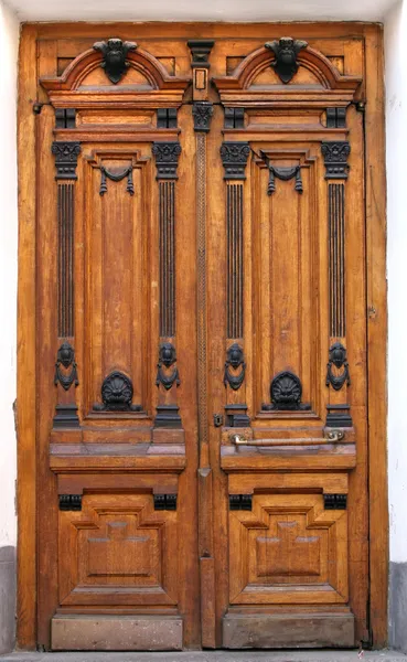 Drewniane brązowe drzwi rzeźbione — Zdjęcie stockowe