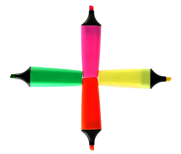 Dört vurgulayıcı marker kalem — Stok fotoğraf
