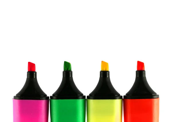 Four highlighter marker pens — Stock Photo, Image