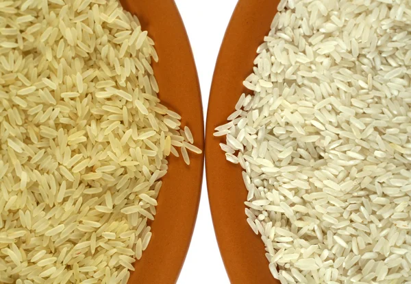 Vitt och gult (ångbehandlat) ris — Stockfoto