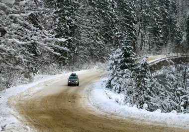 Heavy snow on the road clipart