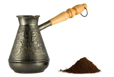 Cezve with coffee powder clipart