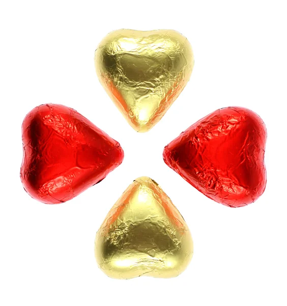 Чотири серденька шоколадні — стокове фото