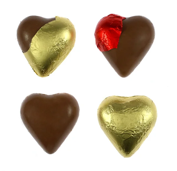 Vier Schokoladenherzen — Stockfoto