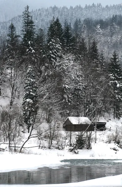 El río lleno de nieve — Foto de Stock
